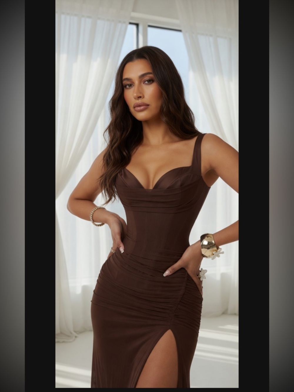 HOUSE OF CB 'Lini' Burgundy Mesh Maxi Dress/Small US4-6 $269